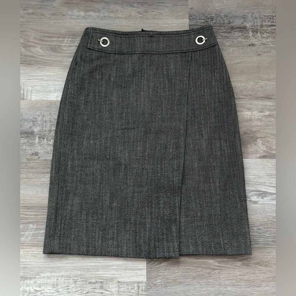 NWT H&M Pencil Skirt Women 4 Black Gray Knee Length Office Career Academia - Picture 2 of 13